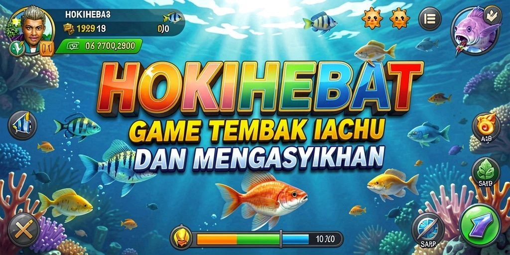 Screenshot gameplay HOKIHEBAT menunjukkan aksi menembak ikan yang seru.