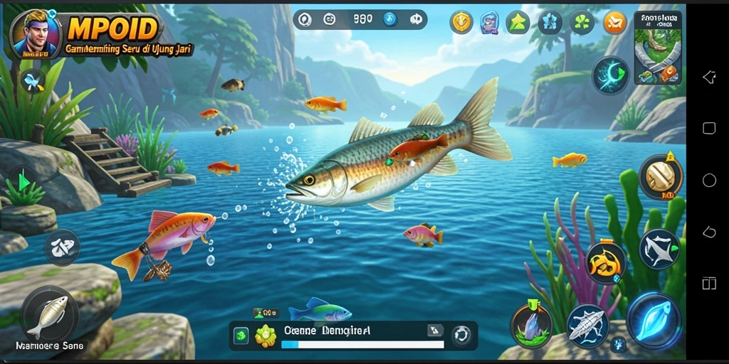 Gameplay MPOID menunjukkan aksi memancing yang seru dan mendebarkan.