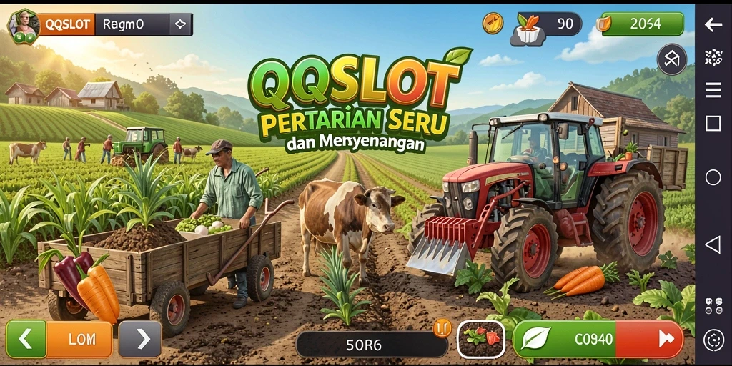 Tangkapan layar QQSLOT menampilkan ladang yang subur dan tanaman beragam.