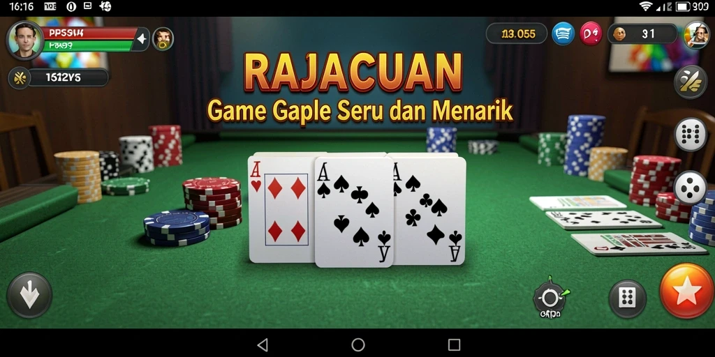 Tampilan gameplay seru di RAJACUAN saat bermain Gaple.