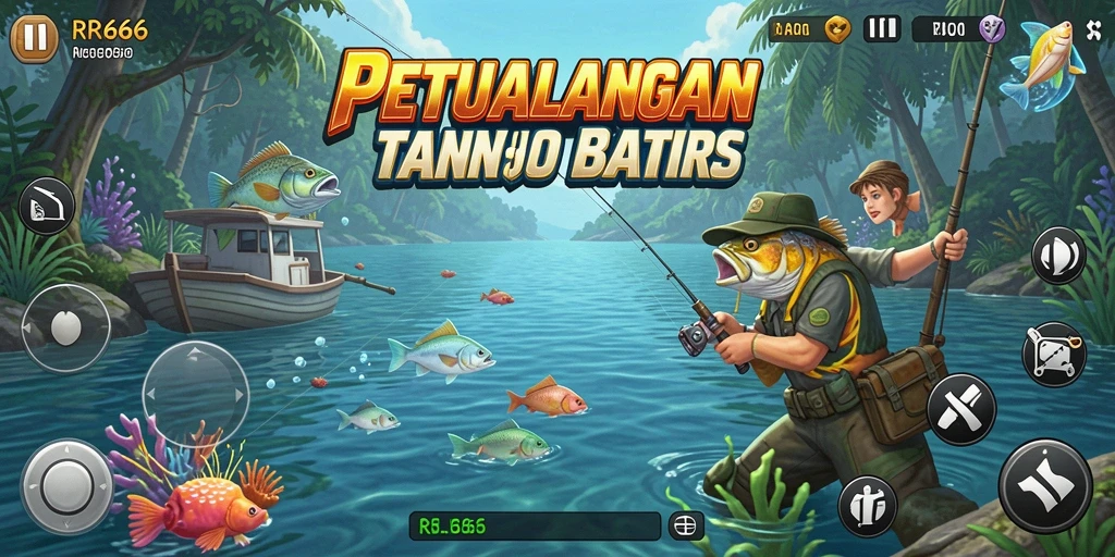 Gameplay seru memancing di lingkungan yang indah.