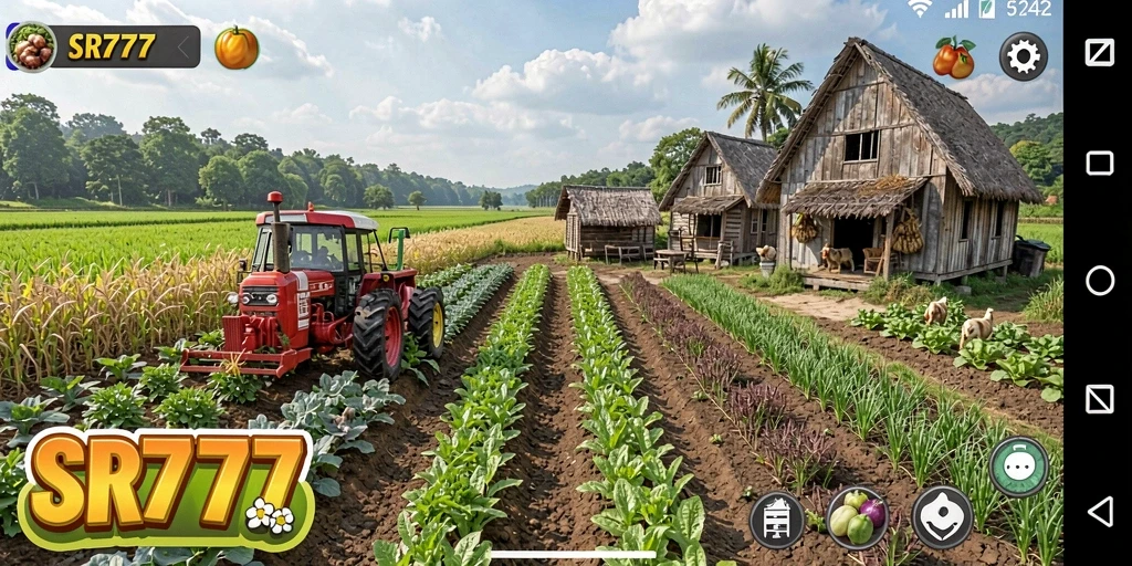 Screenshot gameplay SR777 menunjukkan aktivitas pertanian yang menarik.